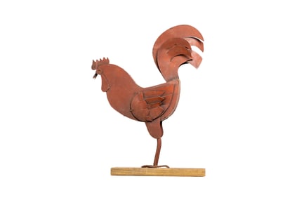 Large Painted Metal Rooster Silhouette