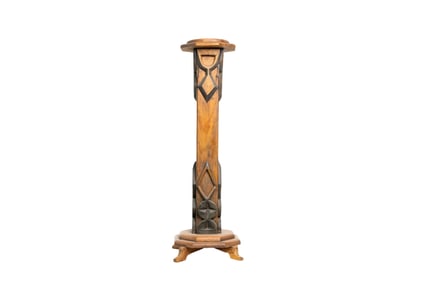 Tall Carved Wood Pedestal