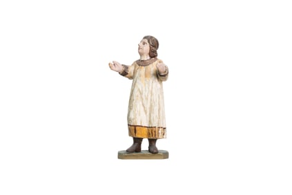 Painted Folk Art Angel Figure with Raised Arms