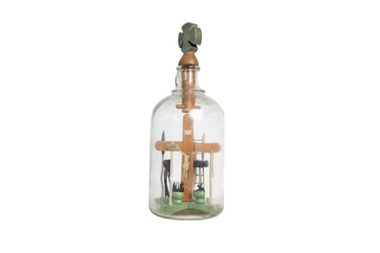 Bottle Whimsey with Cross and Tools, Half-Gallon
