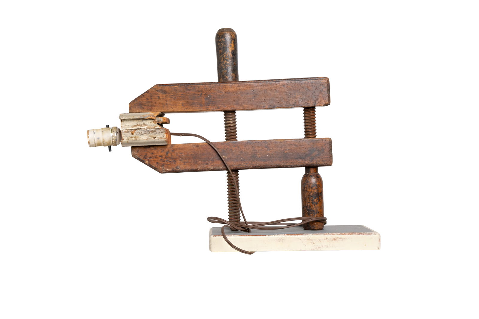 Folk Art Wooden Clamp Converted to Lamp (1 of 6)