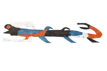 Painted Folk Art Wooden Creature Figure (21.5" Long)