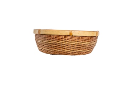 Round Woven Basket with Hardwood Rim