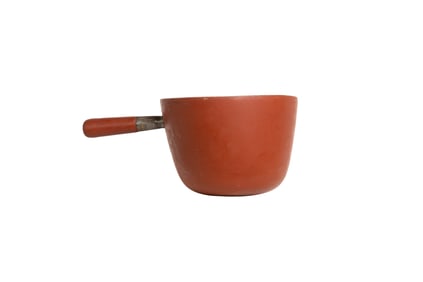 Primitive Red?Painted Iron Pot with Handle