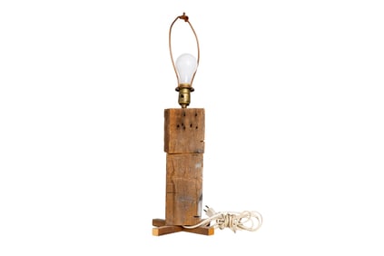 Rustic Wood Block Lamp
