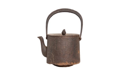 Antique Heavy Iron Pot with Lid