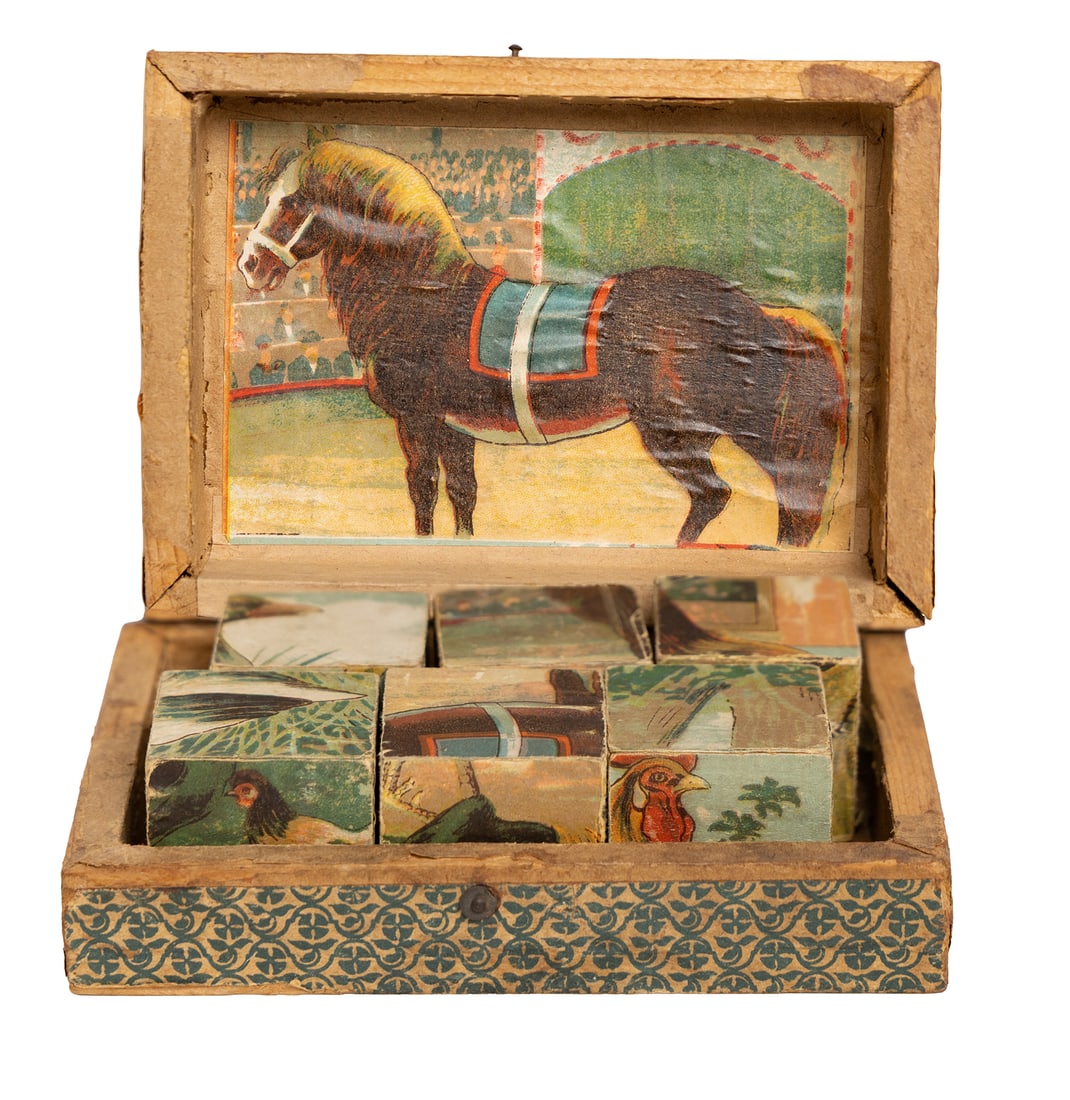 Antique Paper on Wood Horse Puzzle Box (1 of 4)
