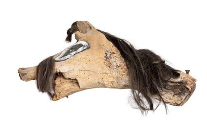 Folk Art Driftwood Horse Head with Hair