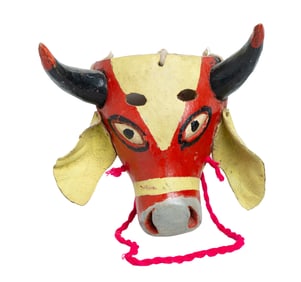 Painted Red and Yellow Bull Mask