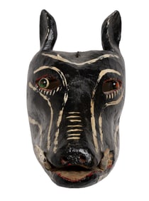 Black Painted Wolf Mask with Glass Eyes
