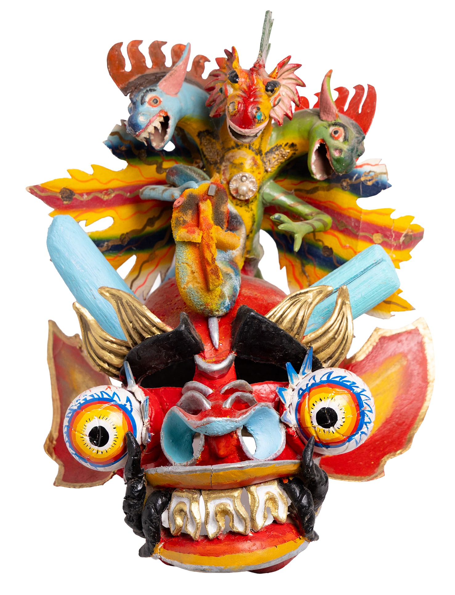 Large Painted Diablo Mask with Multi Figure Crest (1 of 11)