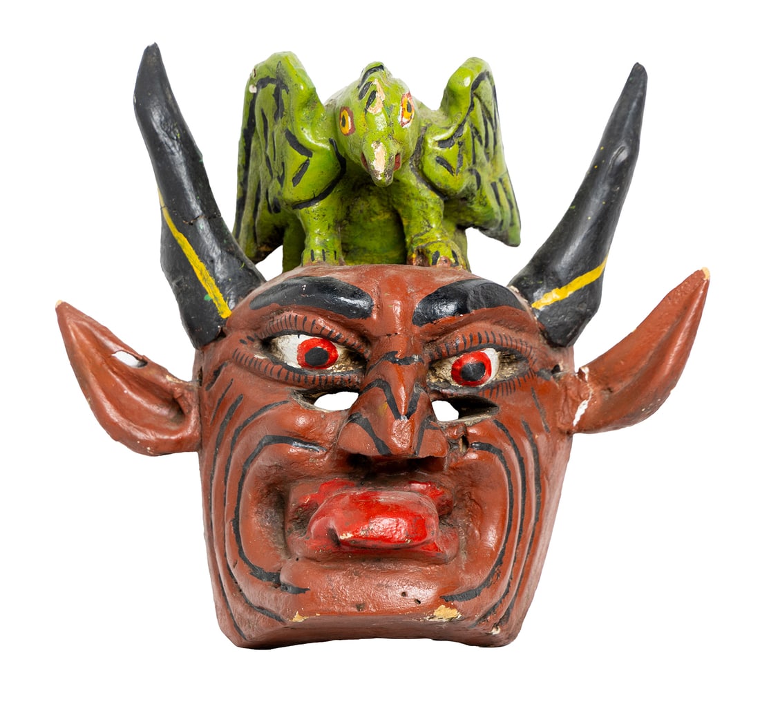Devil Mask with Green Bird Crest (1 of 7)