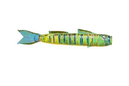 Hand-Painted Folk Art Fish Decoy – Bright Carved Wooden Lure