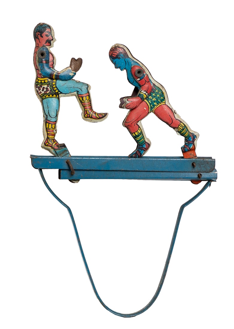 Vintage Tin Boxing Toy – Mechanical Double-Figure Litho Display (1 of 4)
