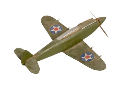 Hand-Carved WWII-Era Style Army Air Corps Wooden Airplane
