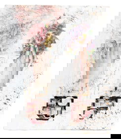 1998 Carl Clovis Mixed-Media Artwork 'Music Box' with Floral Collage