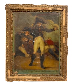 Antique Print of “Lord Nelson Commanding the Victory, Oct. 21, 1805” in Ornate Gilt Frame