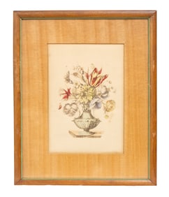 Delicate Vintage Floral Still Life Etching of Bouquet in Urn, Early 20th Century Print