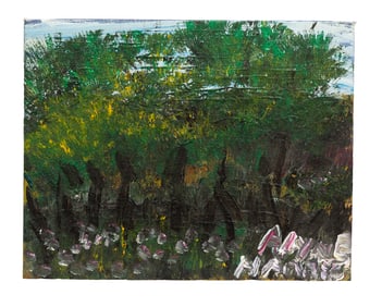 Vintage Folk Art Landscape by Allen Harris