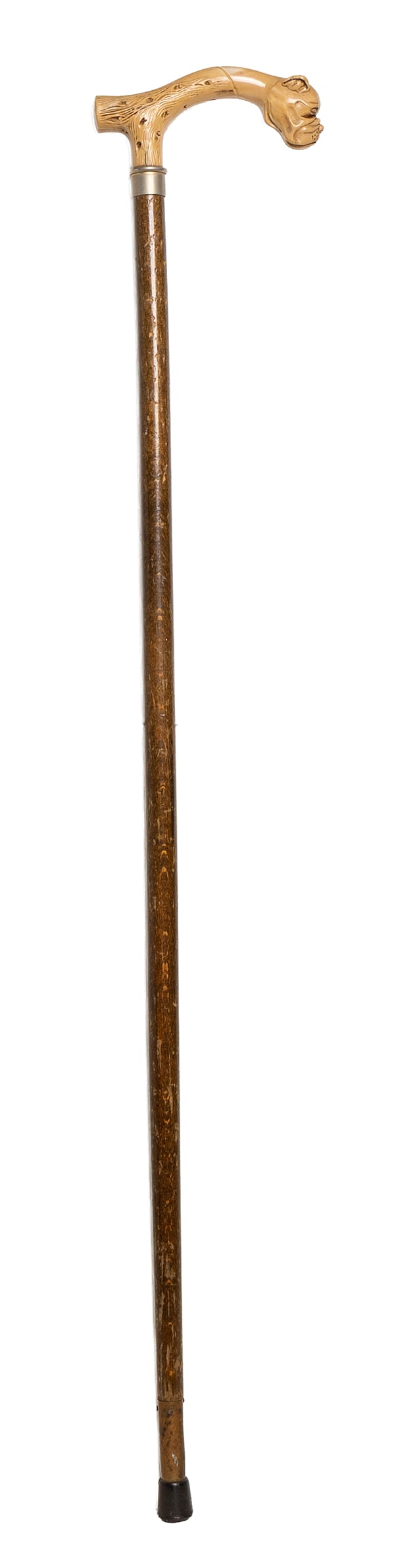 Vintage Bulldog-Head Walking Cane with Carved Handle and Wood Shaft (1 of 4)