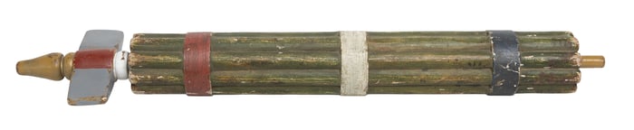 Vintage Painted Fasces-Style Decorative Staff with Detachable Axe