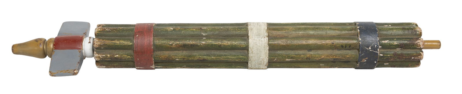 Vintage Painted Fasces-Style Decorative Staff with Detachable Axe (1 of 4)