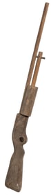 Handcrafted Wooden Slide-Action Toy Rifle with Folk-Art Charm