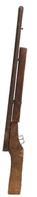 Primitive Handmade Wooden Toy Rifle with Metal Wire Trigger