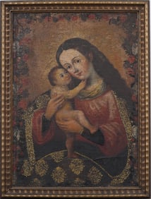 Antique Old Master Religious Scene Framed Signed Oil Painting