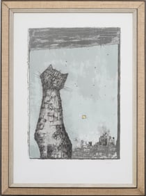 Ossi Czinner (Swiss, B. 1924) Vintage Cat Portrait Framed Signed Numbered Modernist Print