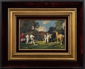 Aleksei Vladimirovich Isupov (1889-1957) Signed Impressionist Horse Portrait Oil Painting