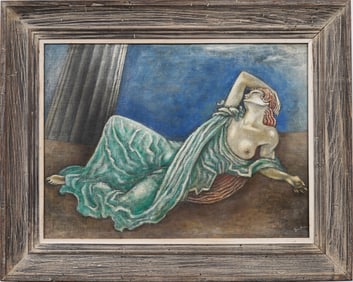 Maxwell Stewart Simpson (1896-1984) "Homage to Isadore Duncan" Art Deco Reclining Nude Oil Painting