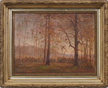 G. Wilmer Gettier (1877 - 1940) Antique Autumn Woodland Landscape Framed Original Oil Painting