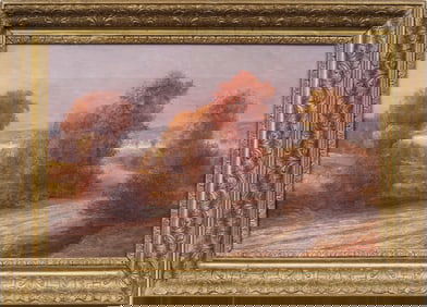 Oldrich Farsky (1860-1930) Antique Signed Fall Landscape Original Oil Painting Gilt Framed