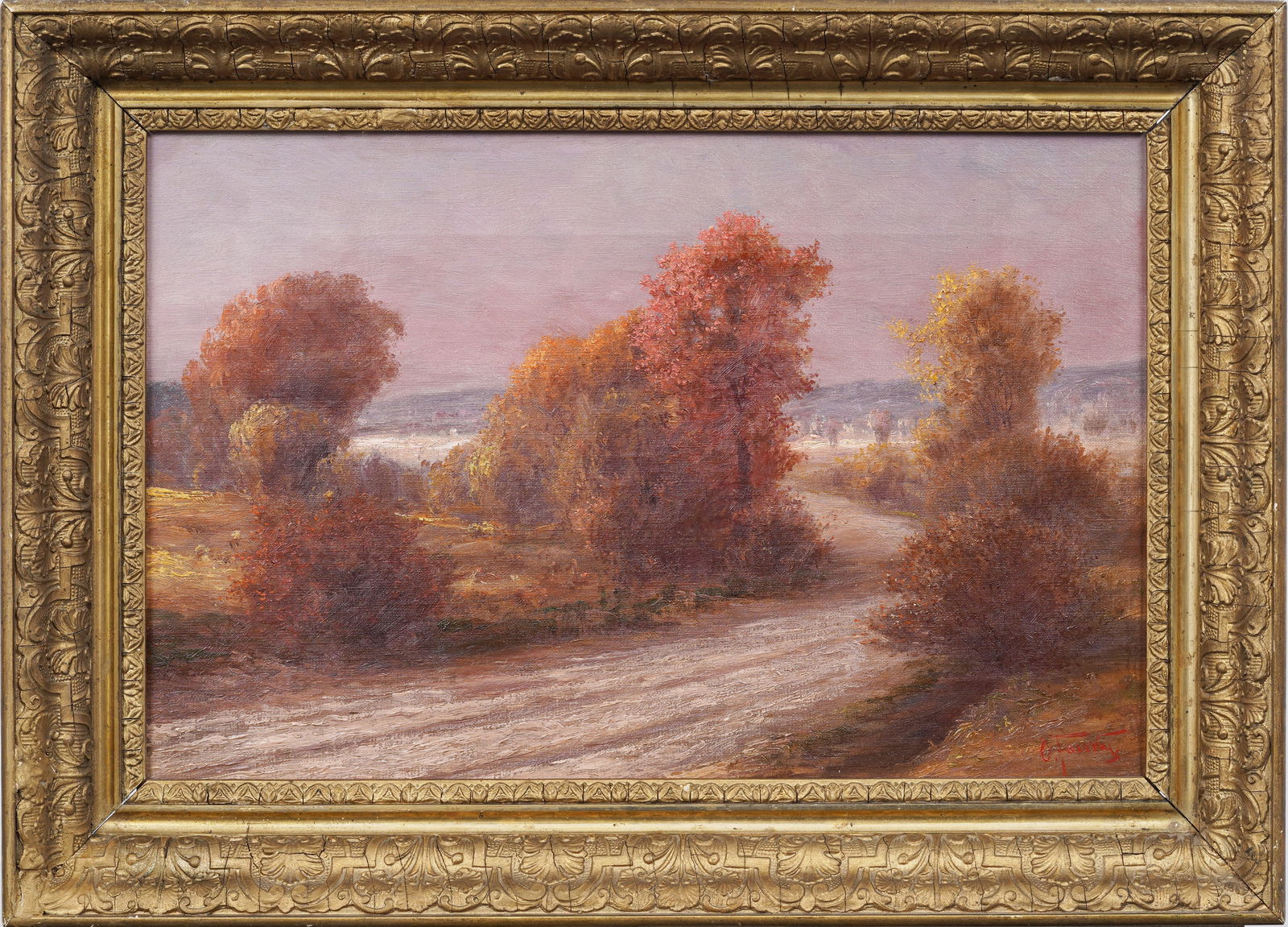 Oldrich Farsky (1860-1930) Antique Signed Fall Landscape Original Oil Painting Gilt Framed (1 of 7)
