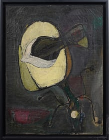 Harriet Holden Nash (b1933) Mid-Century Abstract Surreal Biomorphic Form Framed Oil Painting