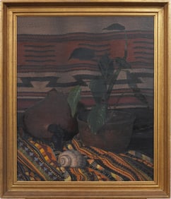 Vintage American School Super Realist Southwest Interior Still Life Trompe L'Oeil Oil Painting