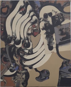 Vintage American MCM Modernist Surreal Abstract Expressionist Finely Executed Oil Painting