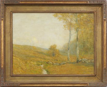 Bruce Crane (1857-1937) Antique Tonalist Autumn Landscape Signed Nicely Framed Oil Painting