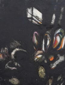 Vintage Abstract Expressionist Stark Modernist Signed 1968 Original Oil Painting