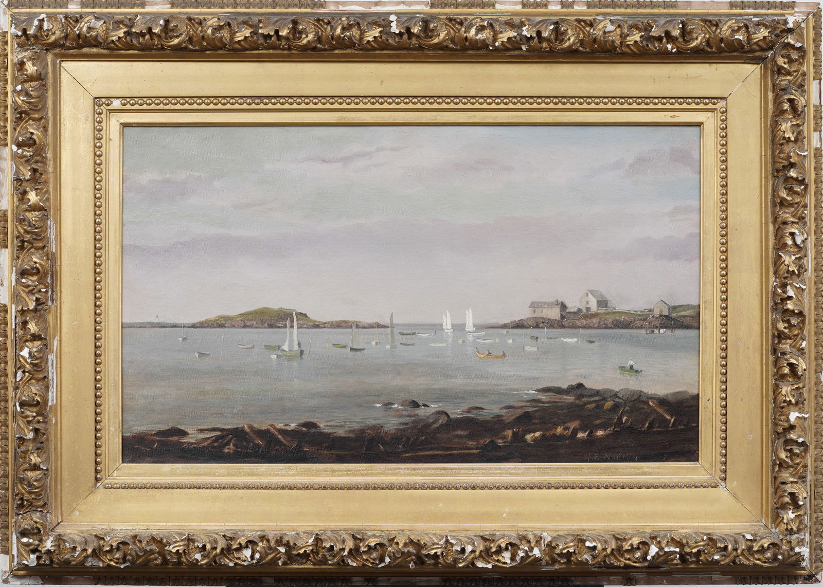 William Edward Norton (1843-1916) Antique American Seascape Large Coastal Signed Oil Painting (1 of 9)