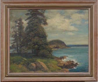 Frederik Engel (1872-1958) Vintage Coastal Signed Impressionist Landscape Oil Painting on Canvas