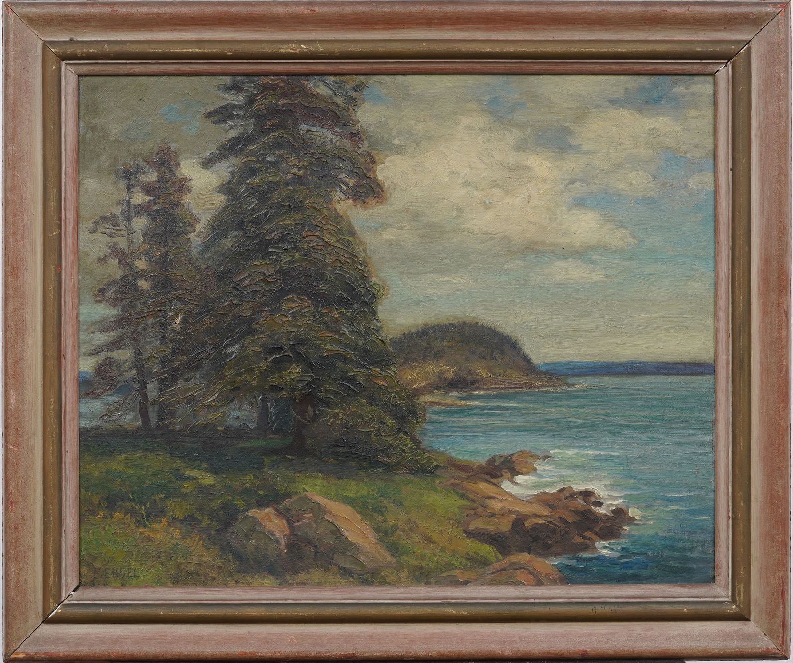 Frederik Engel (1872-1958) Vintage Coastal Signed Impressionist Landscape Oil Painting on Canvas (1 of 7)
