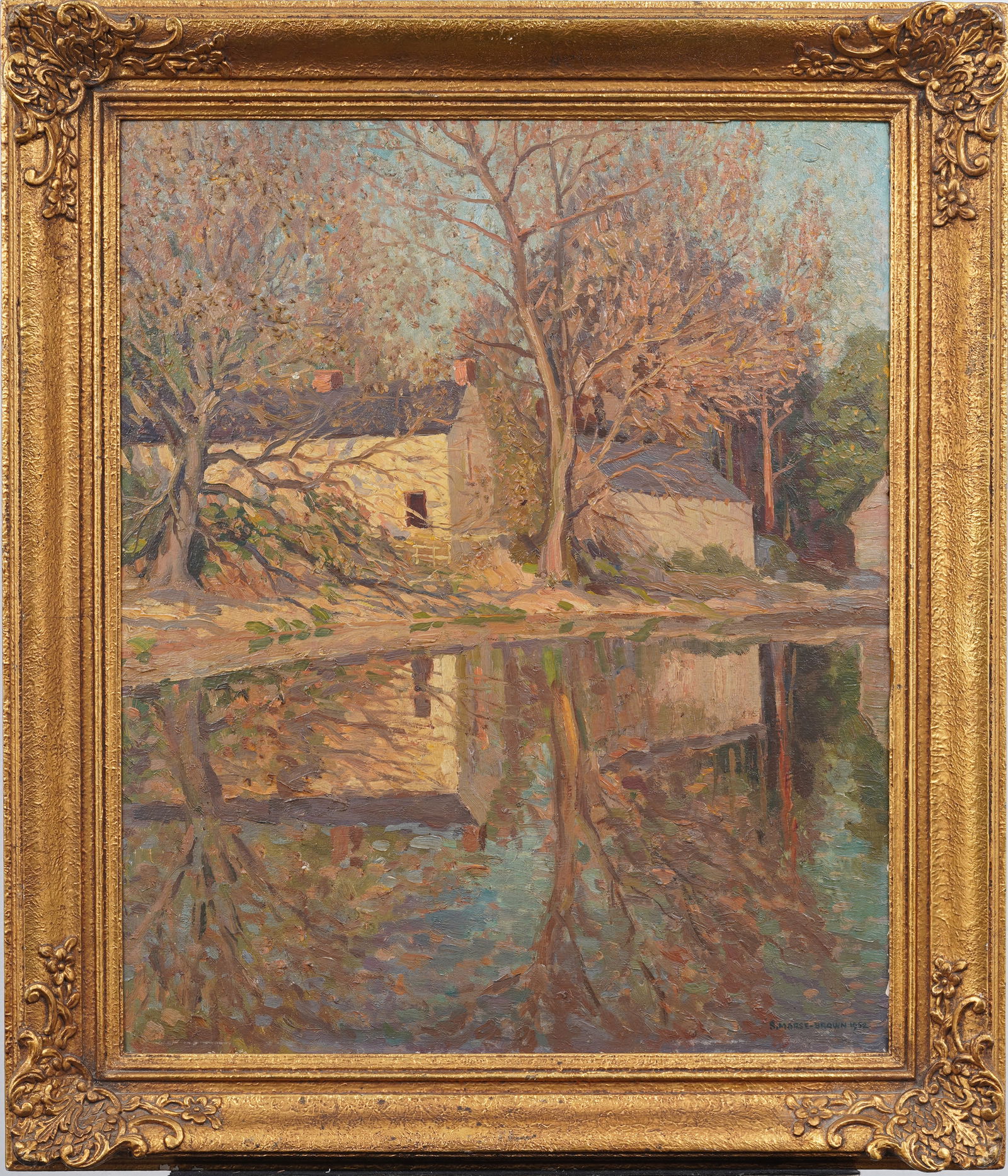 Sam Morse Brown (1903-2001) Impressionist River Landscape Framed Oil Painting Dated 1952 (1 of 10)