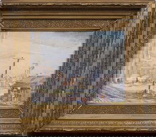 Max Kuehne (1880-1968) Signed American Modernist Industrial Landscape Framed Painting