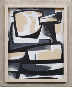 Vintage American Mid Century Modern Geometric Abstract Expressionist Painting on Board