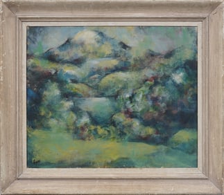Vintage Fauvist Mountain Landscape Signed Nicely Framed Modernist Original Oil Painting