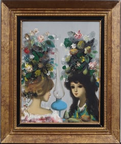 Jean Calogero (1922-2001) Framed Original Signed Portrait Vintage American Modernist Oil Painting