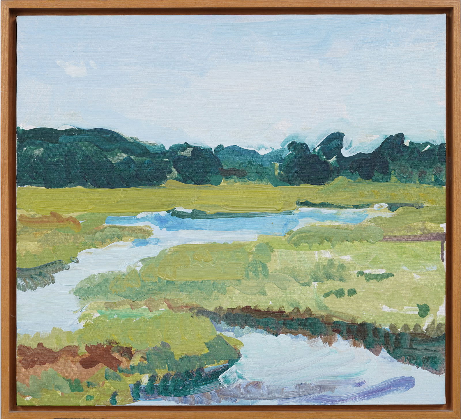 Carolyn Harris (b. 1937) Vintage Essex, Massachusetts New England Marsh Landscape Oil Painting (1 of 8)