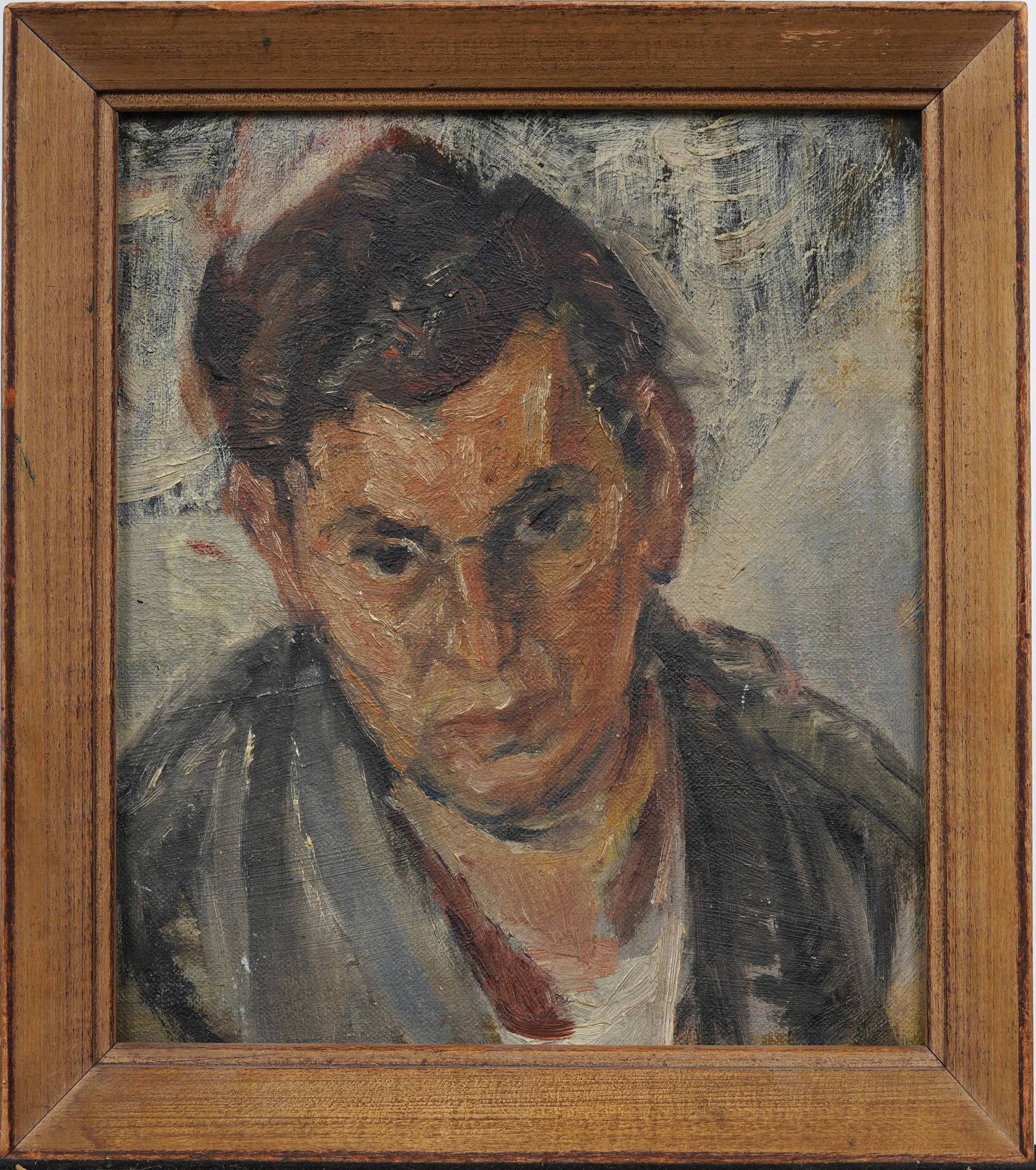 Small Antique Well Framed American Handsome Man Portrait Oil Painting (1 of 5)